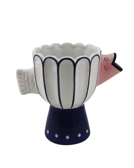 Vase - Fish -Dolomit -blue/weiß/rosa -21x13.5x18cm