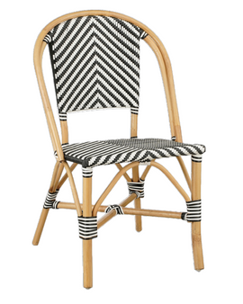Mandox Bistrostuhl – L51 x B57 x H90 cm – Rattan – Schwarz, Weiß