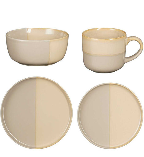 Ozi Set Set 4 Personen - Stein gut - grau