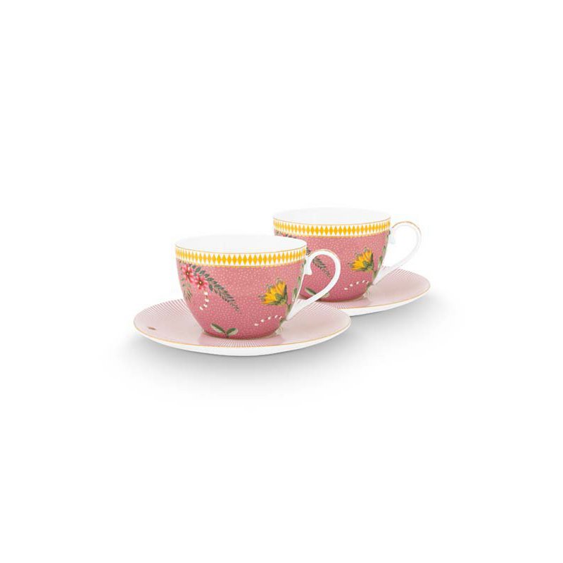 Set / 2 Tassen & Untertassen La Majorelle Pink 280ml