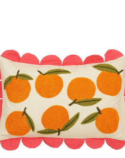 Orangen dekoratives Kissen - L65 x B45 x H10 cm - Baumwolle - Whit, Orange, Pink
