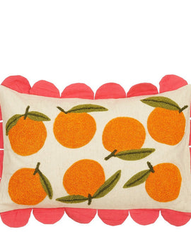 Orangen dekoratives Kissen - L65 x B45 x H10 cm - Baumwolle - Whit, Orange, Pink