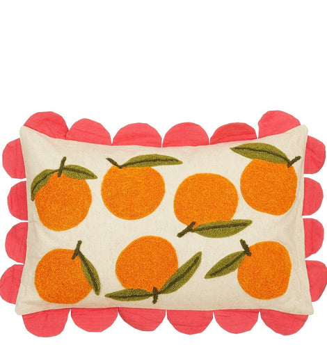 Orangen dekoratives Kissen - L65 x B45 x H10 cm - Baumwolle - Whit, Orange, Pink