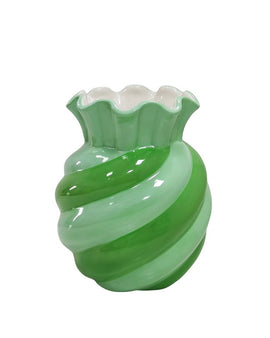 Vase-Swirl-Steinzeug- Mint/ Grün- 13x13x15,5 cm