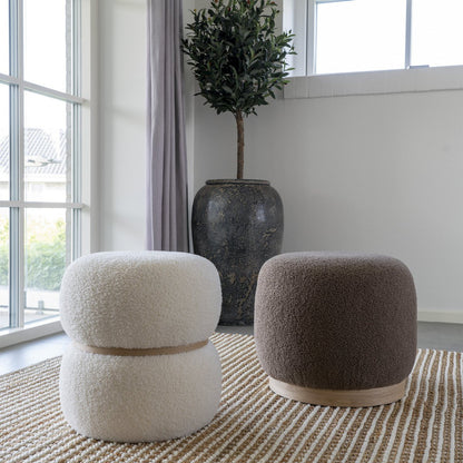 Belfort Pouf - Pouf aus Bouclé, braun, Ø44,5x40 cm, HN1238