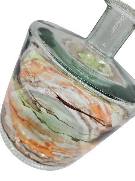 Flasche / Vase aus recyceltem Glas mehrfarbig