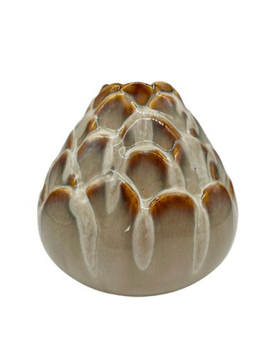 Vase Keramik Beige mit braunem Muster